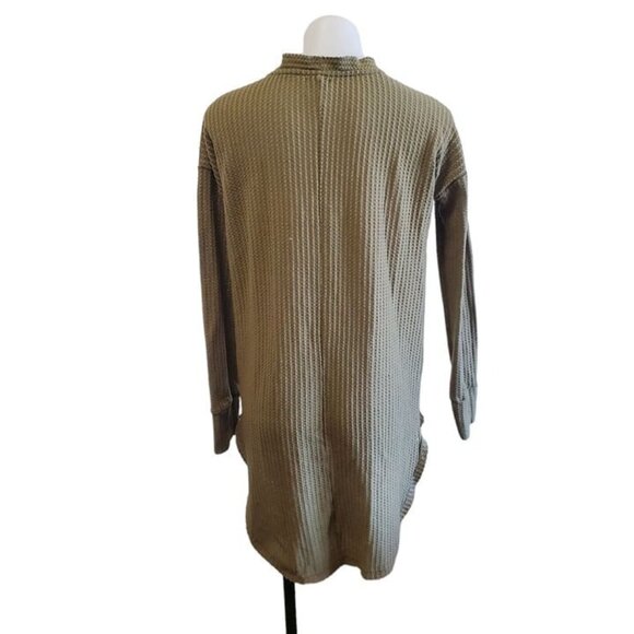Hem & Thread Soft Cozy Olive Green Waffle Knit Oversized Cardigan Small-Large - Picture 4 of 10